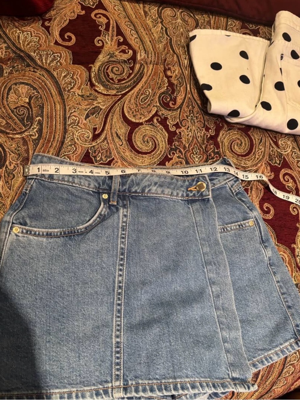 Zara Light Blue Denim Skort-Style Shorts